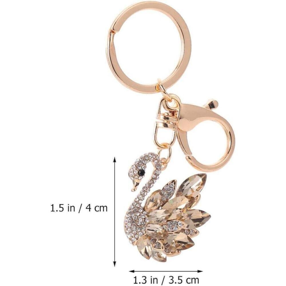 Swan Shaped Keychain In Gold - Picture 9 of 9
